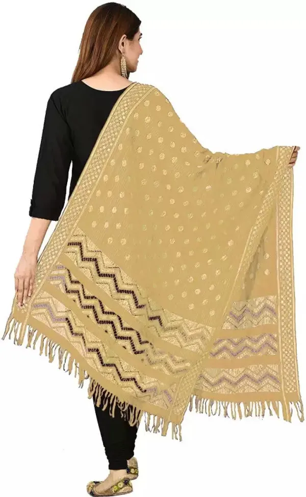 Beige_Silk_Blend_Self_Design_Dupatta_For_Women