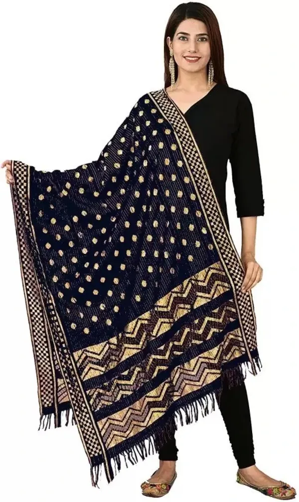 Black_Silk_Blend_Self_Design_Dupatta_For_Women