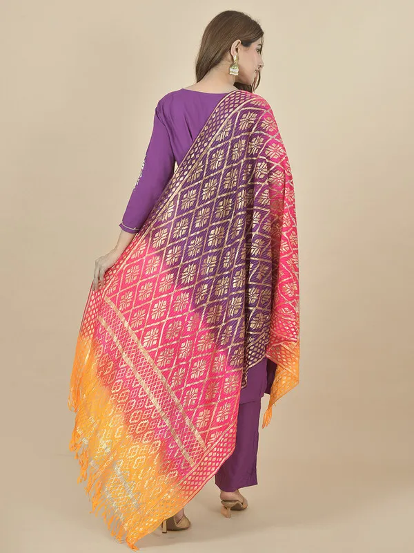 Multicolor_Silk_Blend_Woven_Dupatta_For_Women