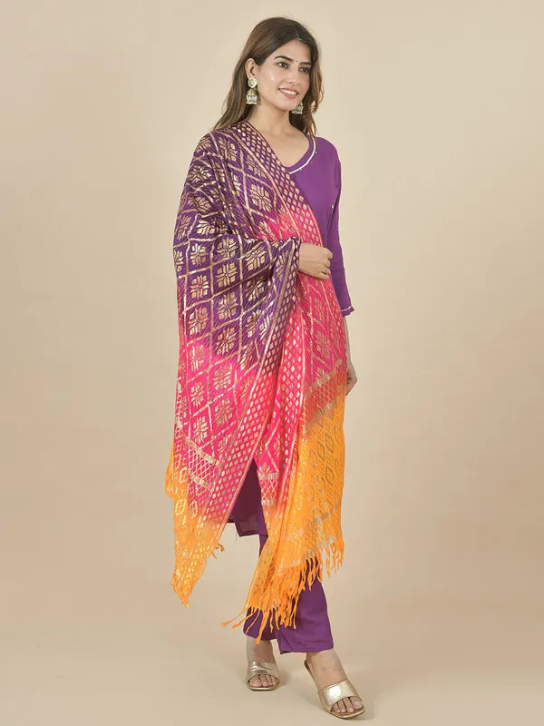 Multicolor_Silk_Blend_Woven_Dupatta_For_Women