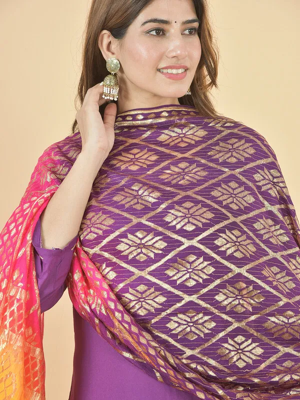 Multicolor_Silk_Blend_Woven_Dupatta_For_Women
