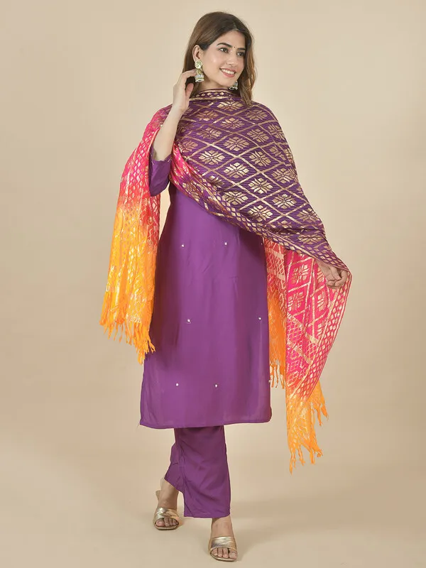 Multicolor_Silk_Blend_Woven_Dupatta_For_Women