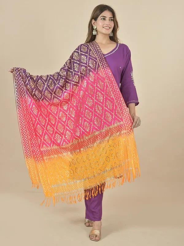 Multicolor_Silk_Blend_Woven_Dupatta_For_Women