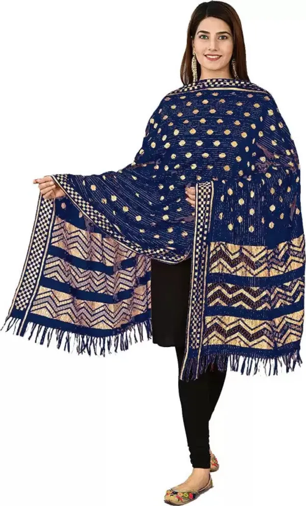 Dark_Blue_Silk_Blend_Self_Design_Dupatta_For_Women