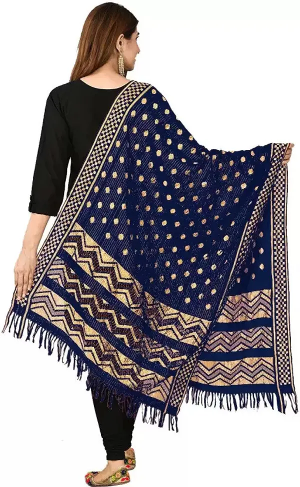 Dark_Blue_Silk_Blend_Self_Design_Dupatta_For_Women