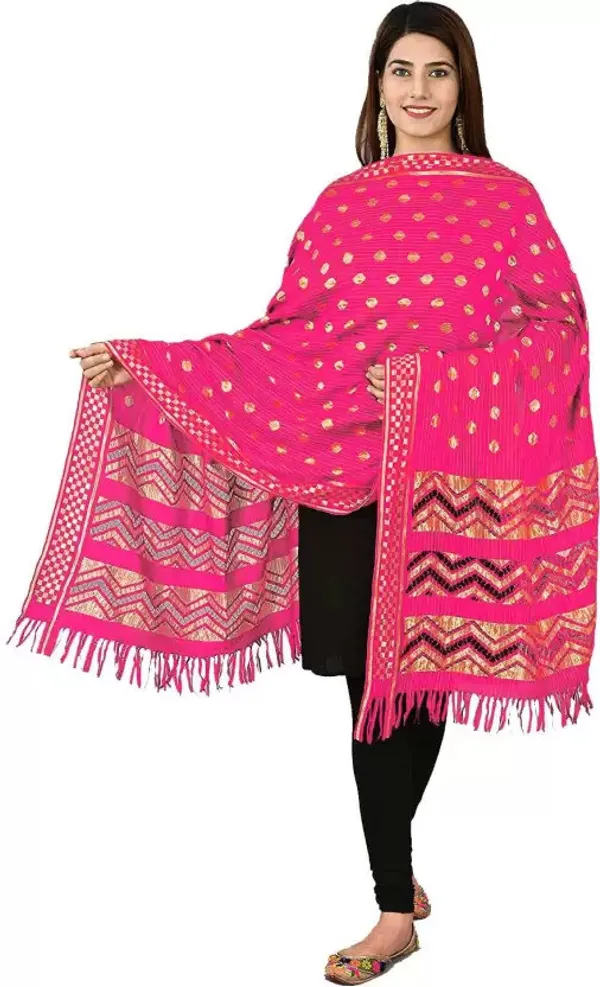 Pink_And_Yellow_Silk_Blend_Self_Design_Dupatta_For_Women