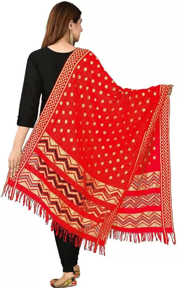 Red_Silk_Blend_Self_Design_Dupatta_For_Women