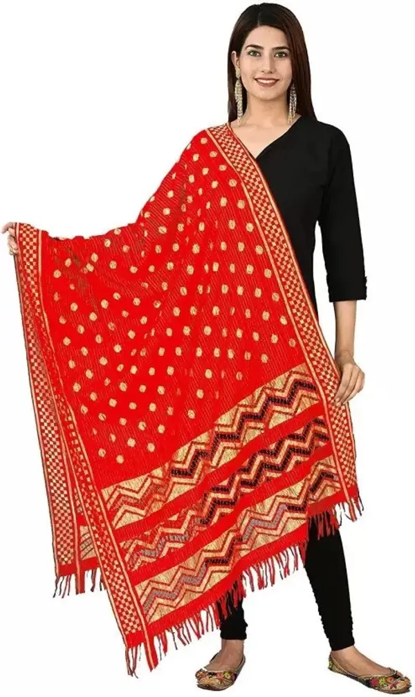 Red_Silk_Blend_Self_Design_Dupatta_For_Women