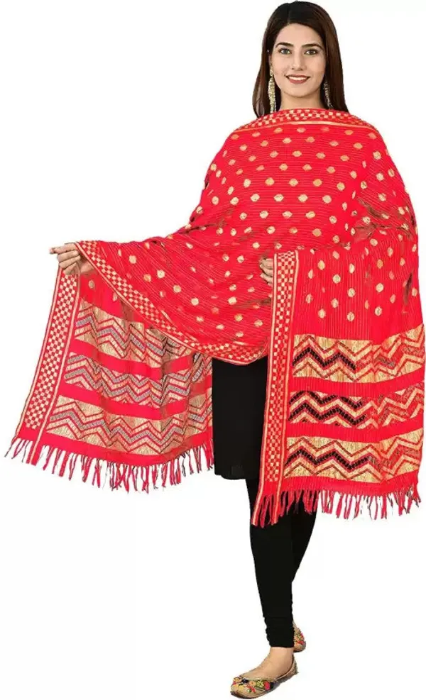 Red_Silk_Blend_Self_Design_Dupatta_For_Women
