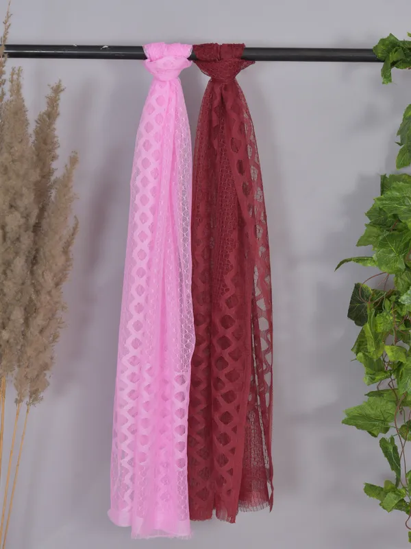 Multicolor_Net_Self_Design_Dupatta_For_Women_(Pack_Of_2)