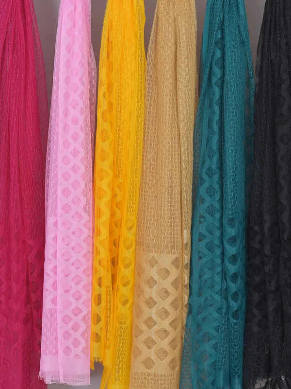 Multicolor_Net_Self_Design_Dupatta_For_Women_(Pack_Of_6)