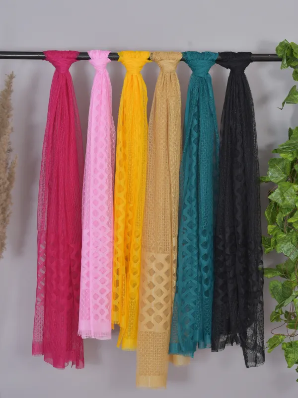 Multicolor_Net_Self_Design_Dupatta_For_Women_(Pack_Of_6)