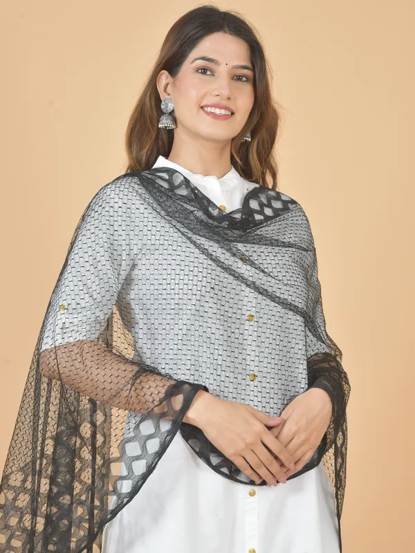 Black_Net_Self_Design_Dupatta_For_Women