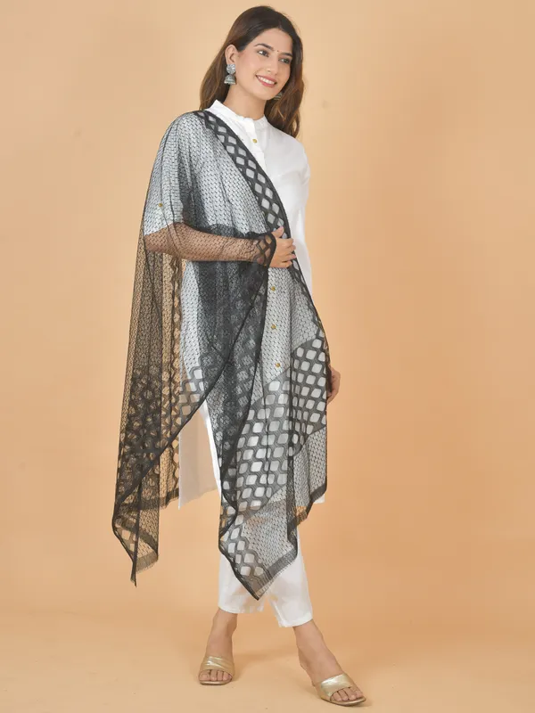 Black_Net_Self_Design_Dupatta_For_Women