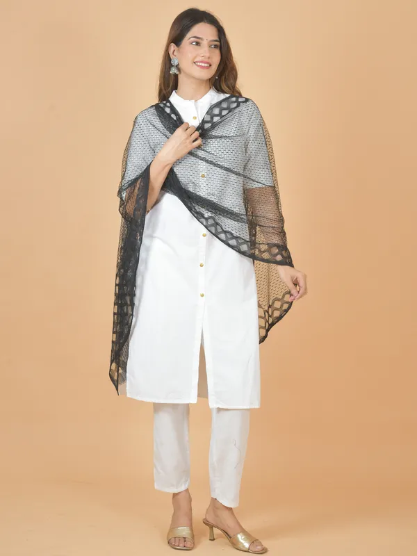 Black_Net_Self_Design_Dupatta_For_Women