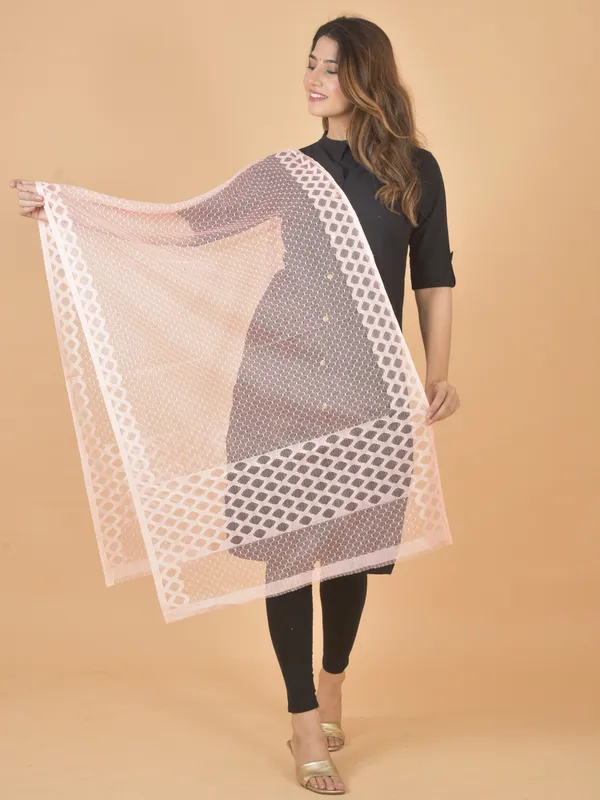 Baby_Pink_Net_Self_Design_Dupatta_For_Women