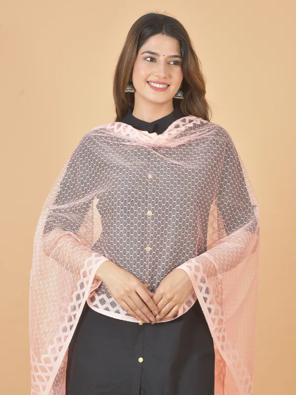 Baby_Pink_Net_Self_Design_Dupatta_For_Women