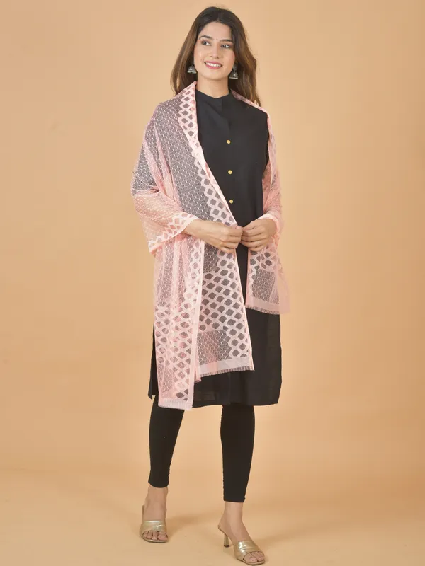 Baby_Pink_Net_Self_Design_Dupatta_For_Women