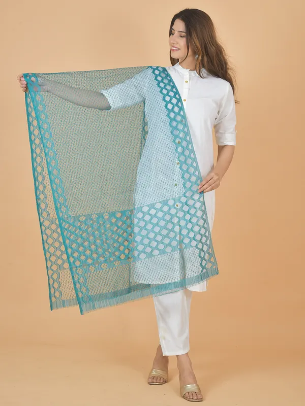 Blue_Net_Self_Design_Dupatta_For_Women
