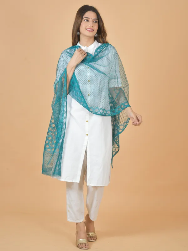 Blue_Net_Self_Design_Dupatta_For_Women