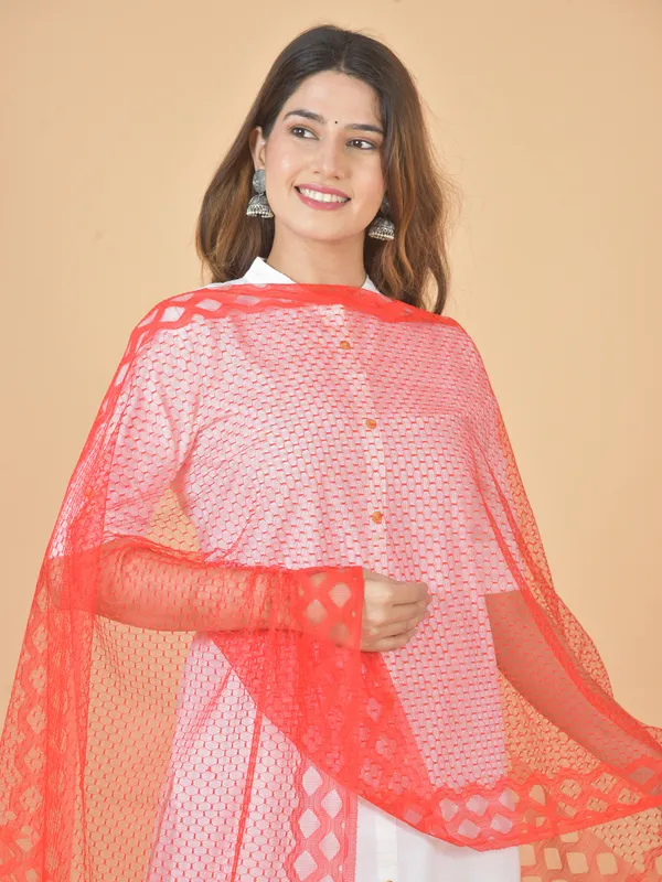 Red_Net_Self_Design_Dupatta_For_Women