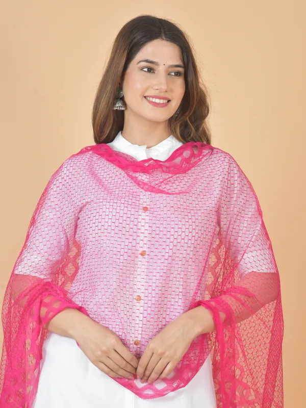 Pink_Net_Self_Design_Dupatta_For_Women