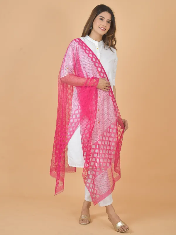 Pink_Net_Self_Design_Dupatta_For_Women