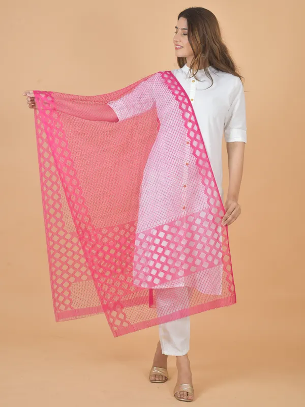 Pink_Net_Self_Design_Dupatta_For_Women