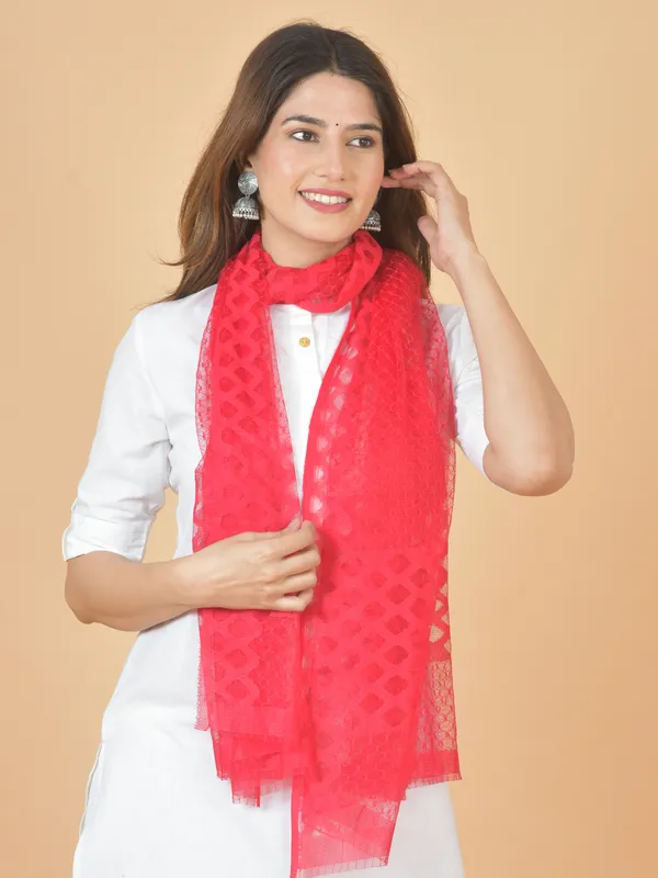Red_Net_Self_Design_Dupatta_For_Women
