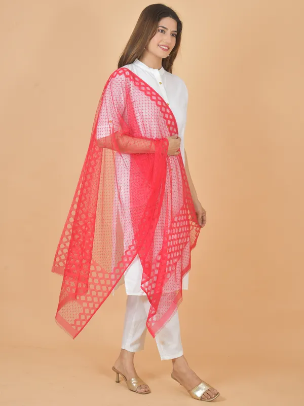 Red_Net_Self_Design_Dupatta_For_Women