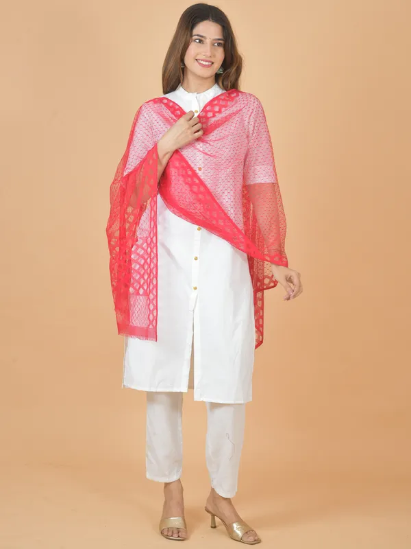 Red_Net_Self_Design_Dupatta_For_Women