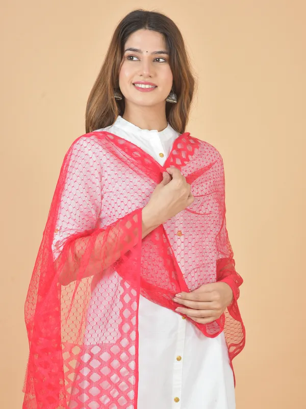 Red_Net_Self_Design_Dupatta_For_Women