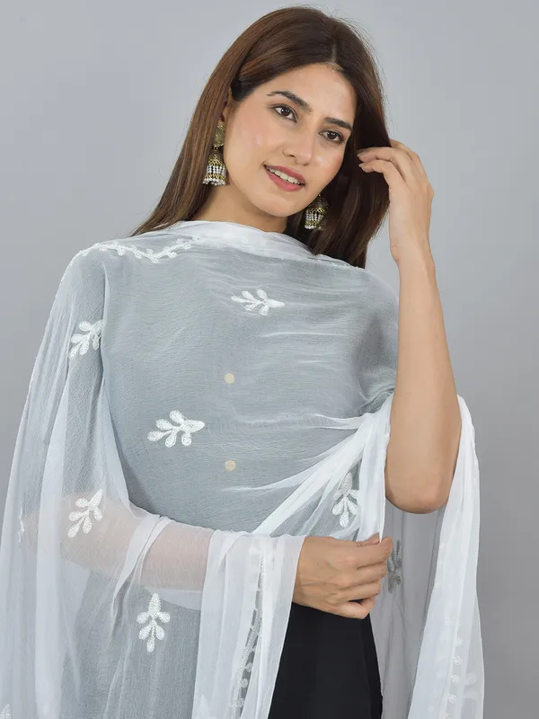 White_Chiffon_Embroidered_Dupatta_For_Women