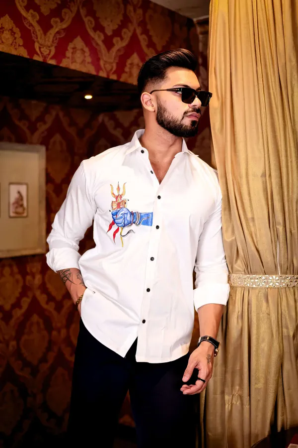 White_Regular_Fit_Texture_New_Design_Shirt_For_Men