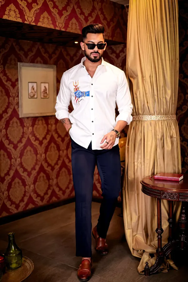 White_Regular_Fit_Texture_New_Design_Shirt_For_Men