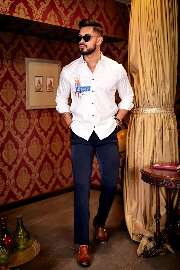 White_Regular_Fit_Texture_New_Design_Shirt_For_Men
