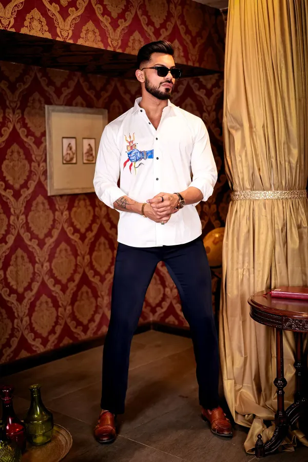 White_Regular_Fit_Texture_New_Design_Shirt_For_Men
