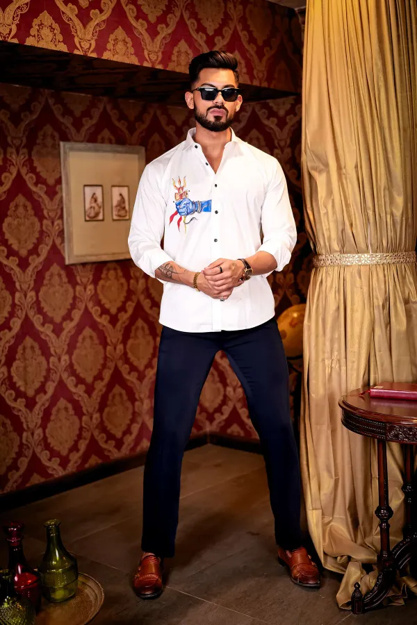 White_Regular_Fit_Texture_New_Design_Shirt_For_Men