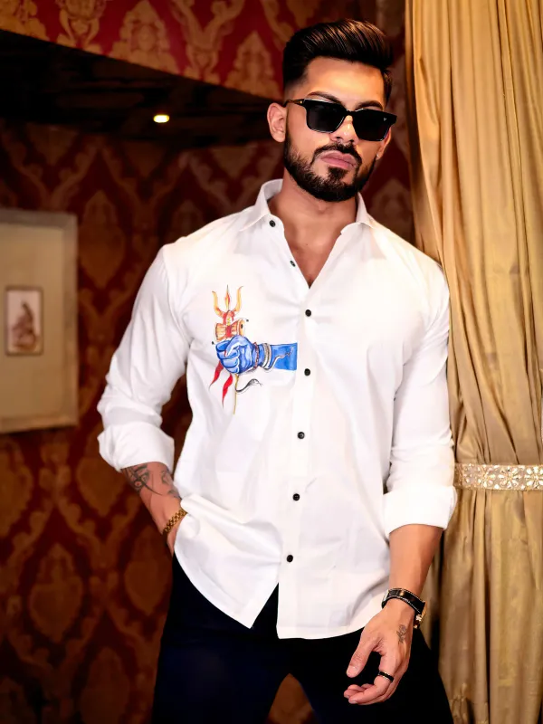 White_Regular_Fit_Texture_New_Design_Shirt_For_Men