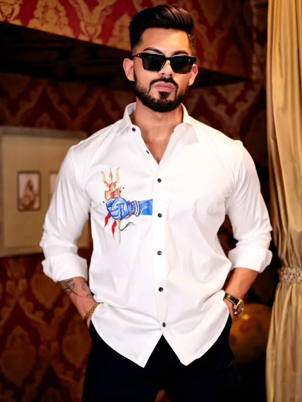 White_Regular_Fit_Texture_New_Design_Shirt_For_Men