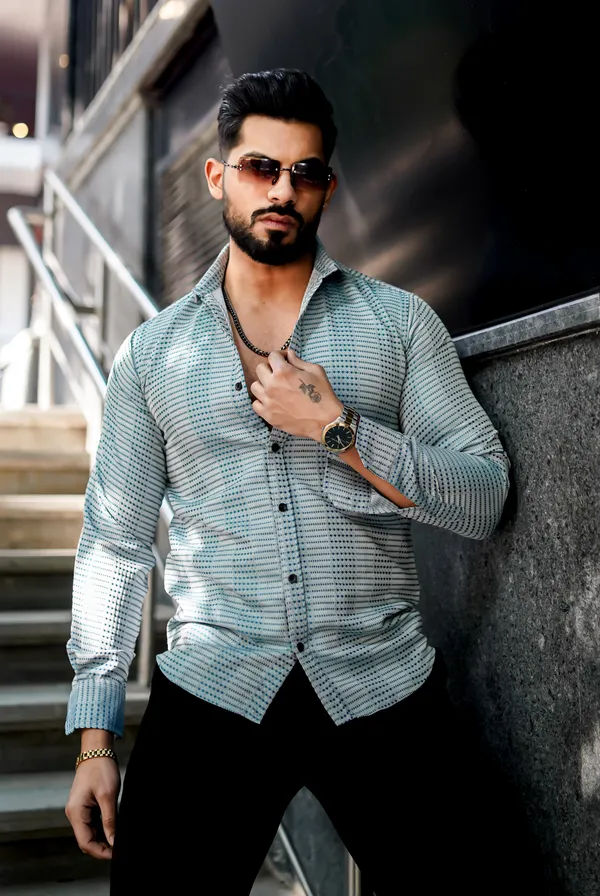 Pack_Of_2_Men's_Classic_Watch_Print_Shirt_&_Men's_Rajwadi_Green_Shirt