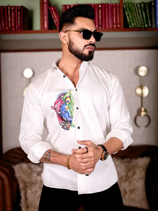 White_Regular_Fit_Texture_New_Design_Shirt_For_Men