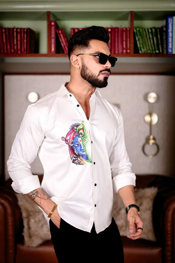 White_Regular_Fit_Texture_New_Design_Shirt_For_Men