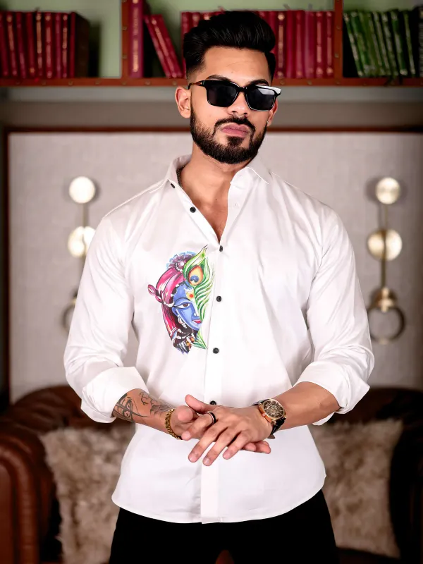 White_Regular_Fit_Texture_New_Design_Shirt_For_Men