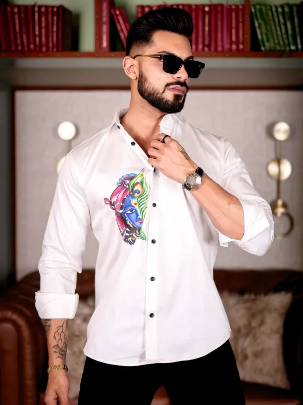 White_Regular_Fit_Texture_New_Design_Shirt_For_Men