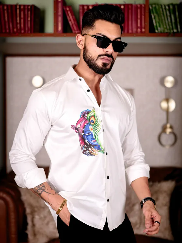 White_Regular_Fit_Texture_New_Design_Shirt_For_Men
