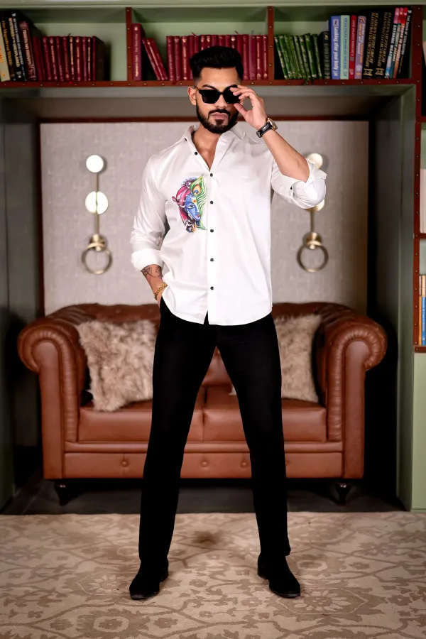 White_Regular_Fit_Texture_New_Design_Shirt_For_Men