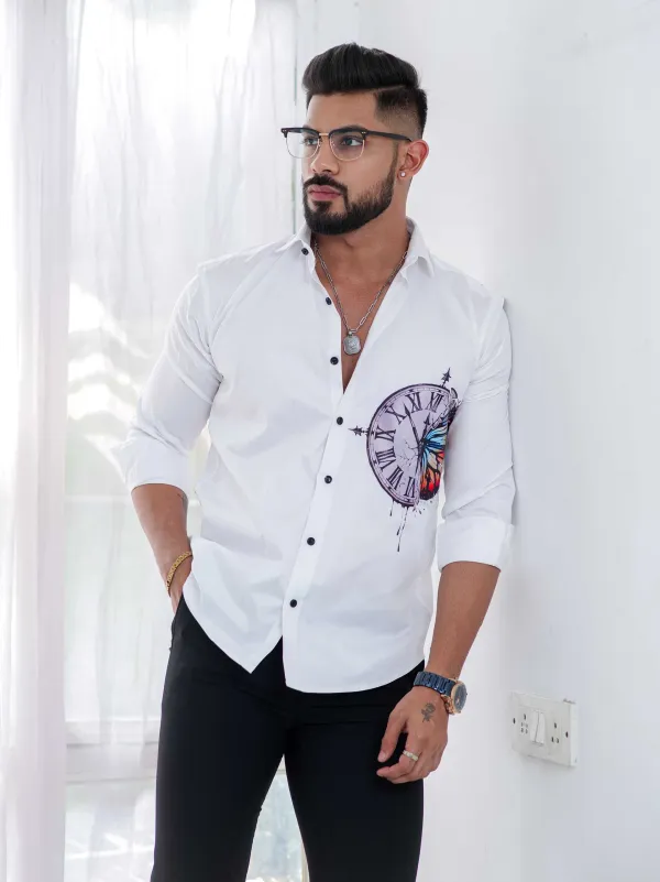 White_Regular_Fit_Texture_New_Design_Shirt_For_Men