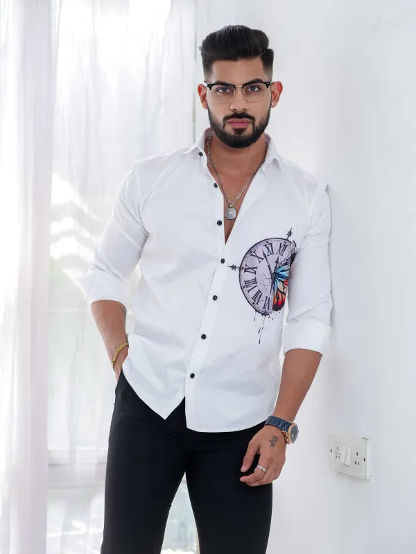 White_Regular_Fit_Texture_New_Design_Shirt_For_Men