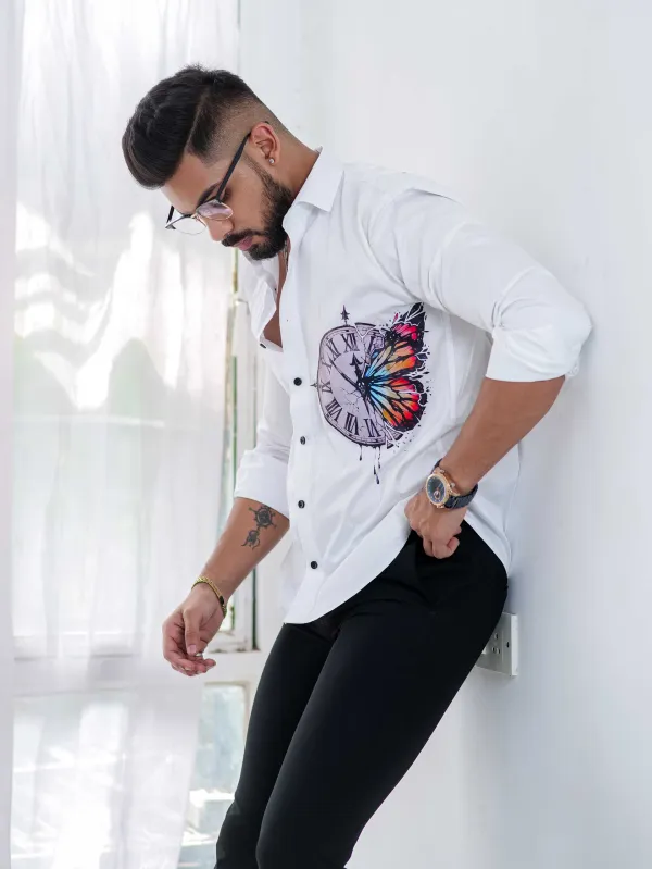 White_Regular_Fit_Texture_New_Design_Shirt_For_Men